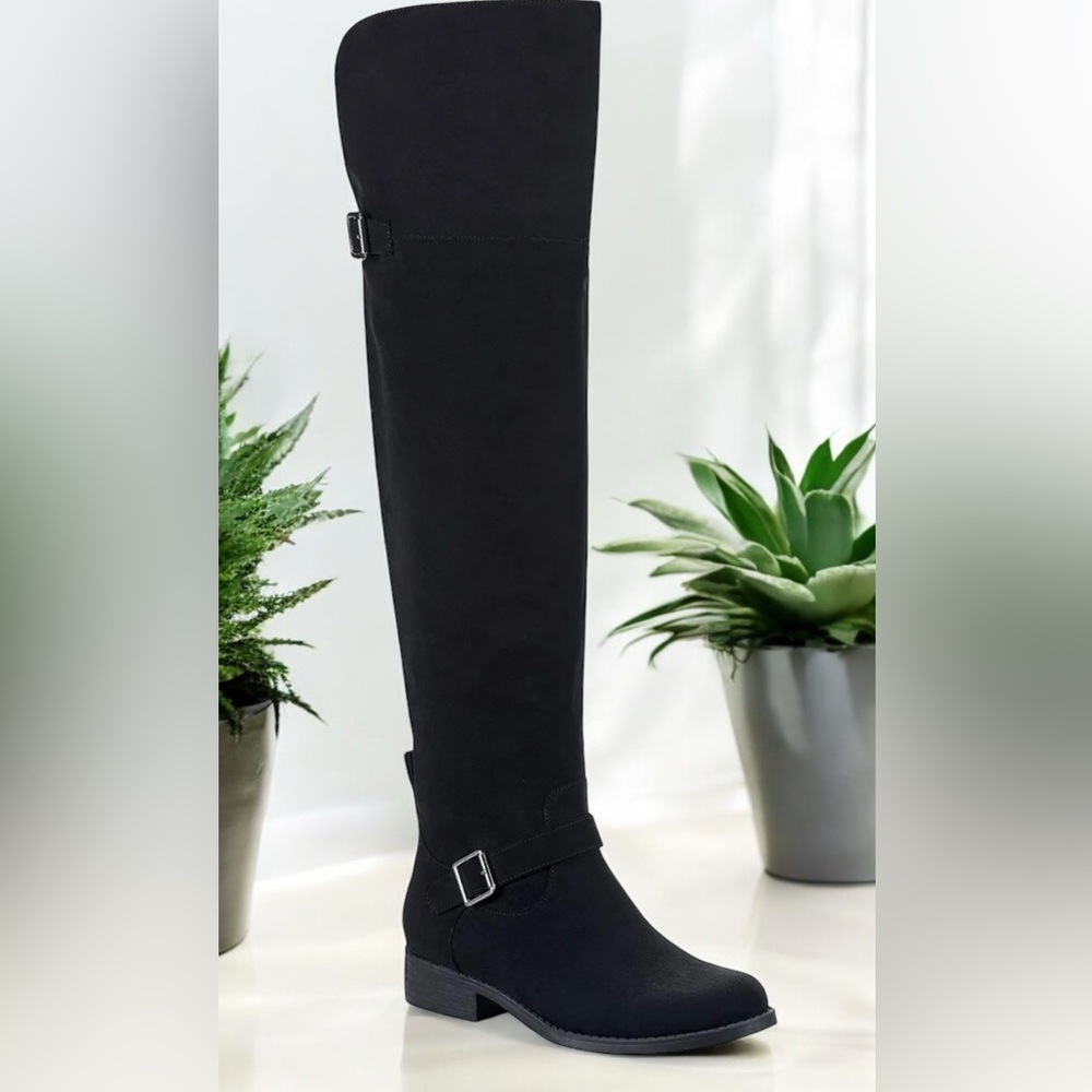 SUN + STONE- Anyaa- Wide Calf- Black- Over the Knee Riding Boots- Women’s 6.5M